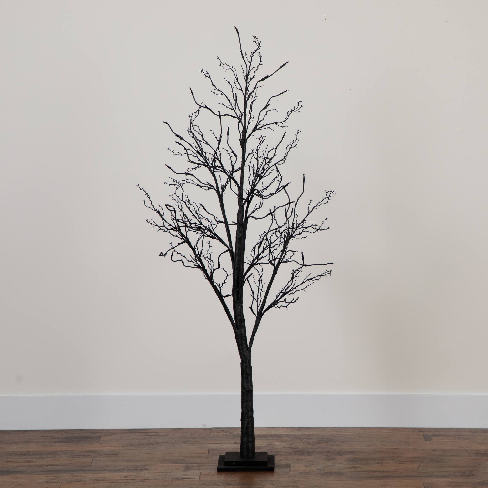5ft. Orange & Purple LED Pre-Lit Halloween Deluxe Black Twig Artificial Fall Tree